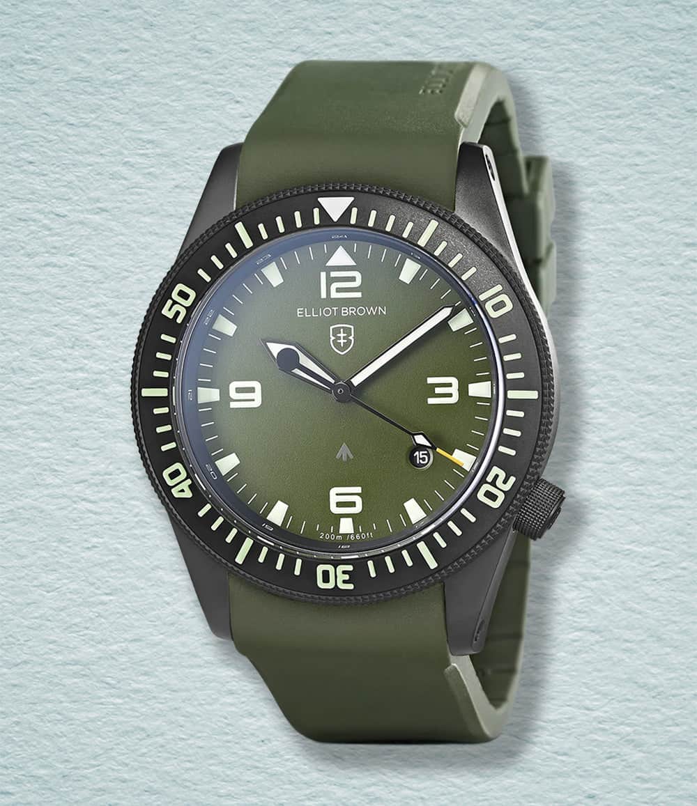Elliot Brown Watch Green - Rubber Holton Professional Quartz