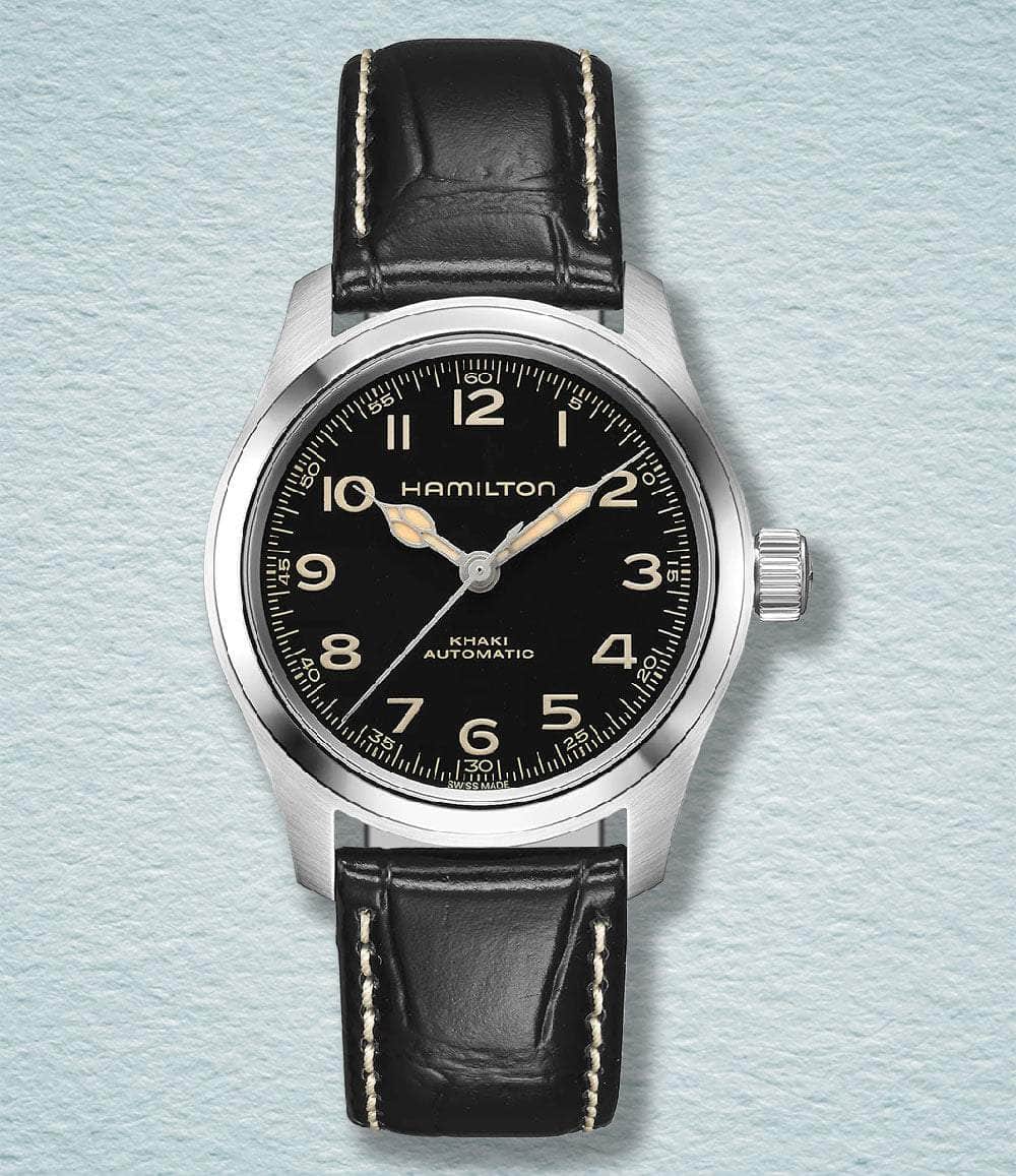 Hamilton Watch Black / Leather Strap Khaki Field Murph 38mm