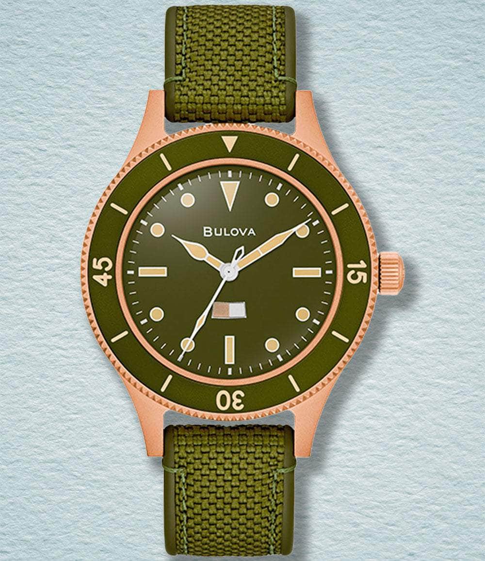 Bulova Watch Green MIL-SHIPS Bronze